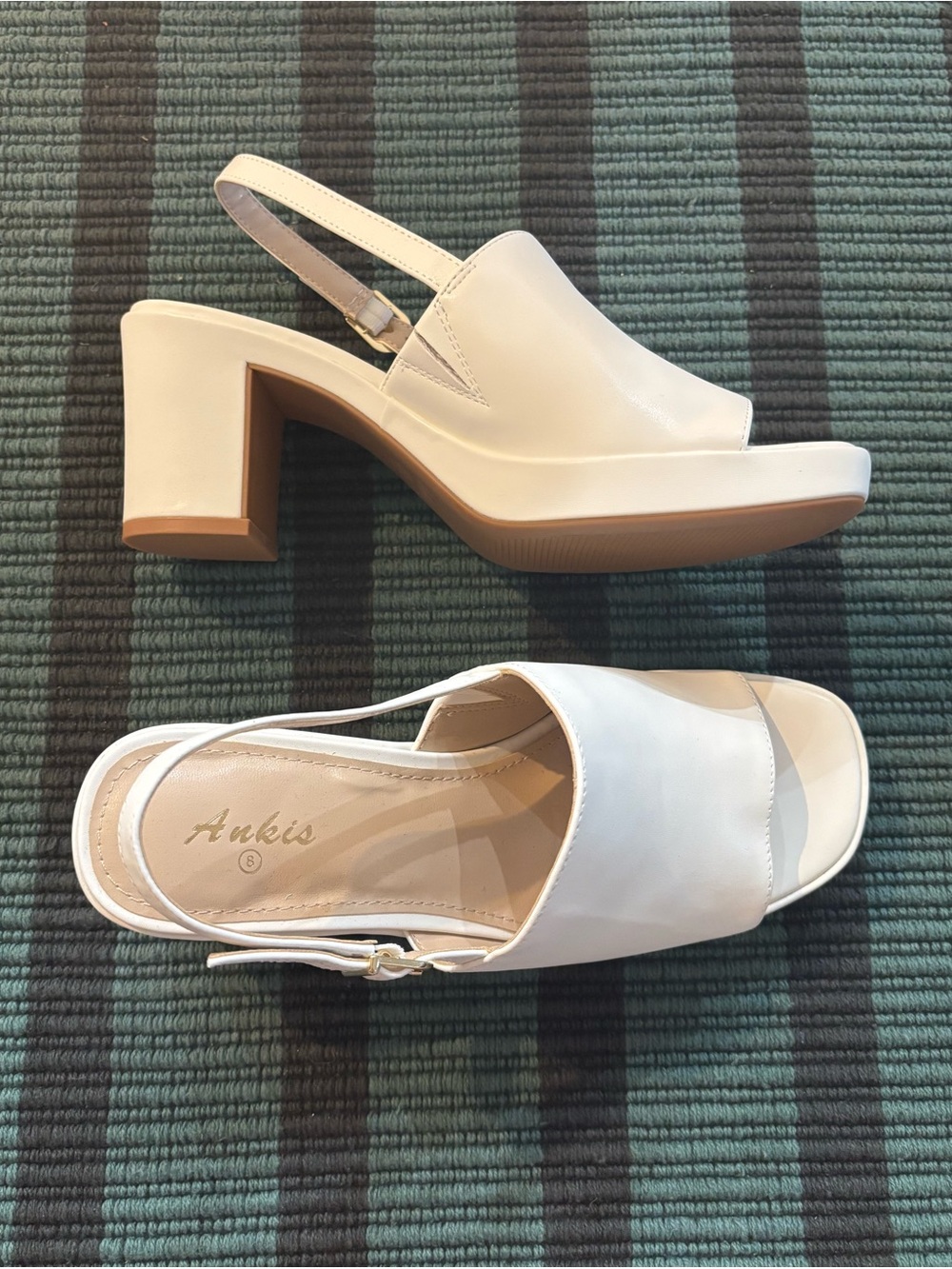 white ankis wedge sandals